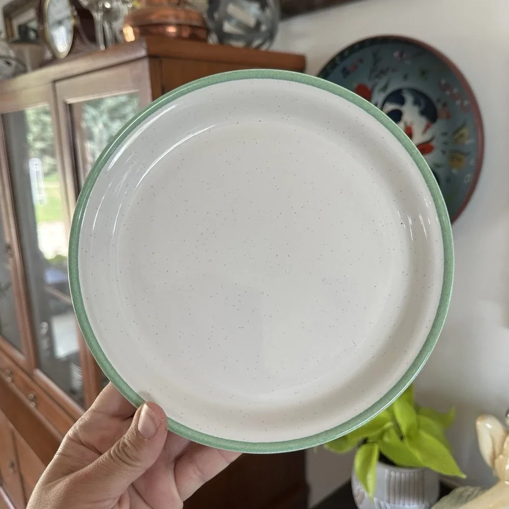 4 International Sliver Heather Stone Laurel Floral Tea Dessert Plates Japan 8